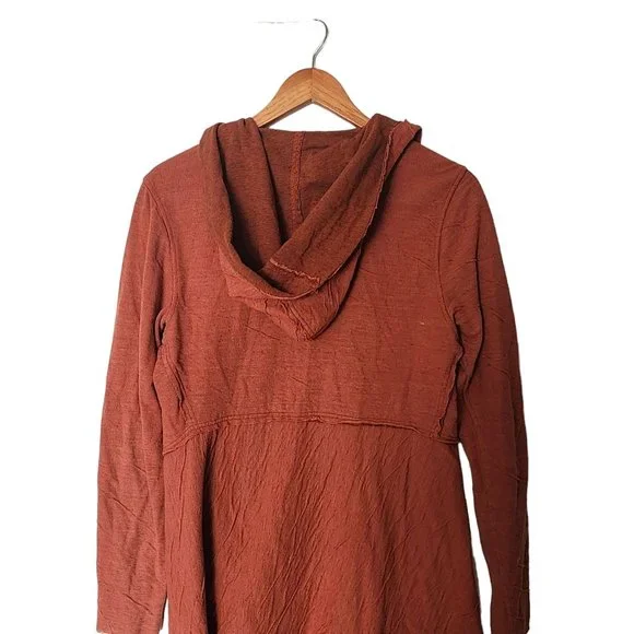 Cut Loose Hooded Cardigan Jacket Crinkle Striped Orange L Large - Picture 11 of 13